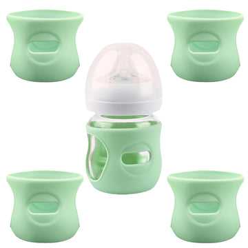 4 Pack Silicone Sleeves for Avent Natural Glass Baby Bottles, Anti Breakage Baby Bottle Holder, Compatible with Philips 4 OZ Ave