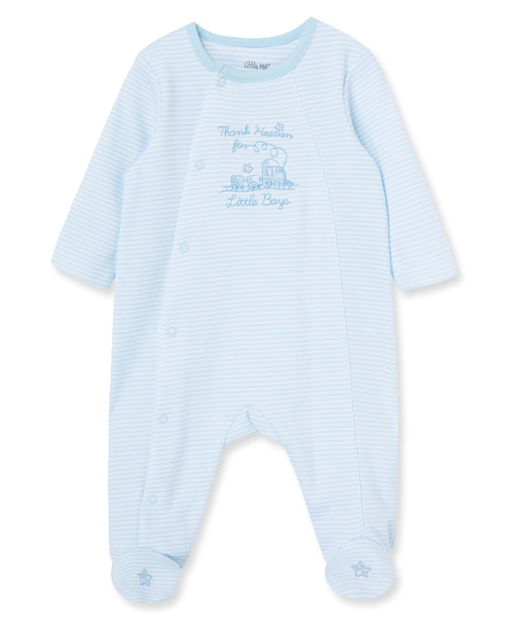 Little Me Baby Boys' Thank Heavens Footie, White/Lt. Blue, 3 Months