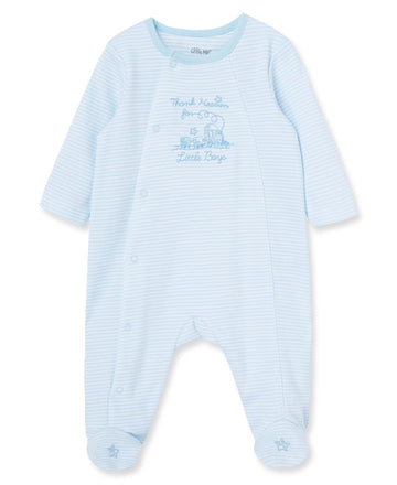 Little Me Baby Boys' Thank Heavens Footie, White/Lt. Blue, 9 Months