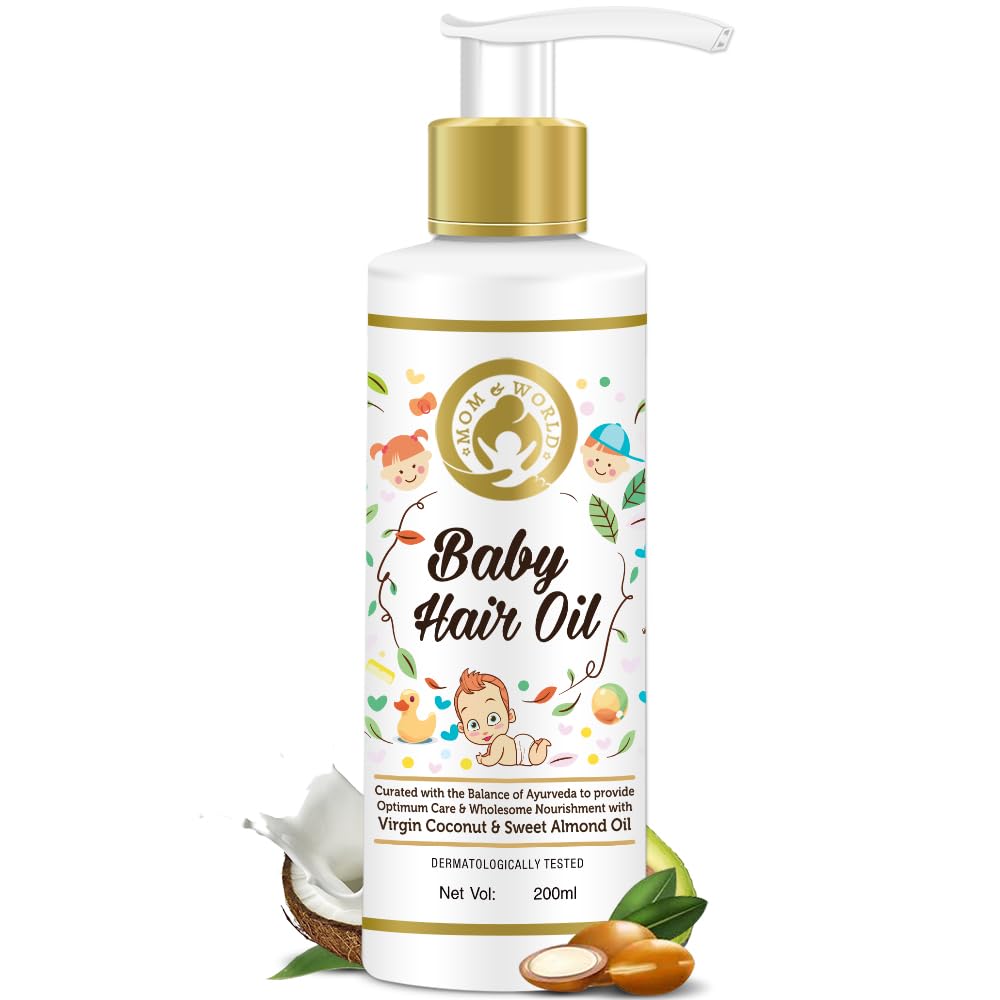 Mom & World Baby Hair Oil With Organic And Coldpressed Natural Oil For Kids, 200Ml