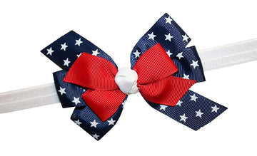 Webb Direct2U Wd2U Baby Girls 4.5' Red White Blue Star Spangled Patriotic Hair Bow Stretch Headband