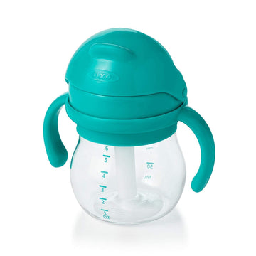 Oxo Tot Transitions Straw Cup With Removable Handles, Teal, 6 Ounce (2 Pack)