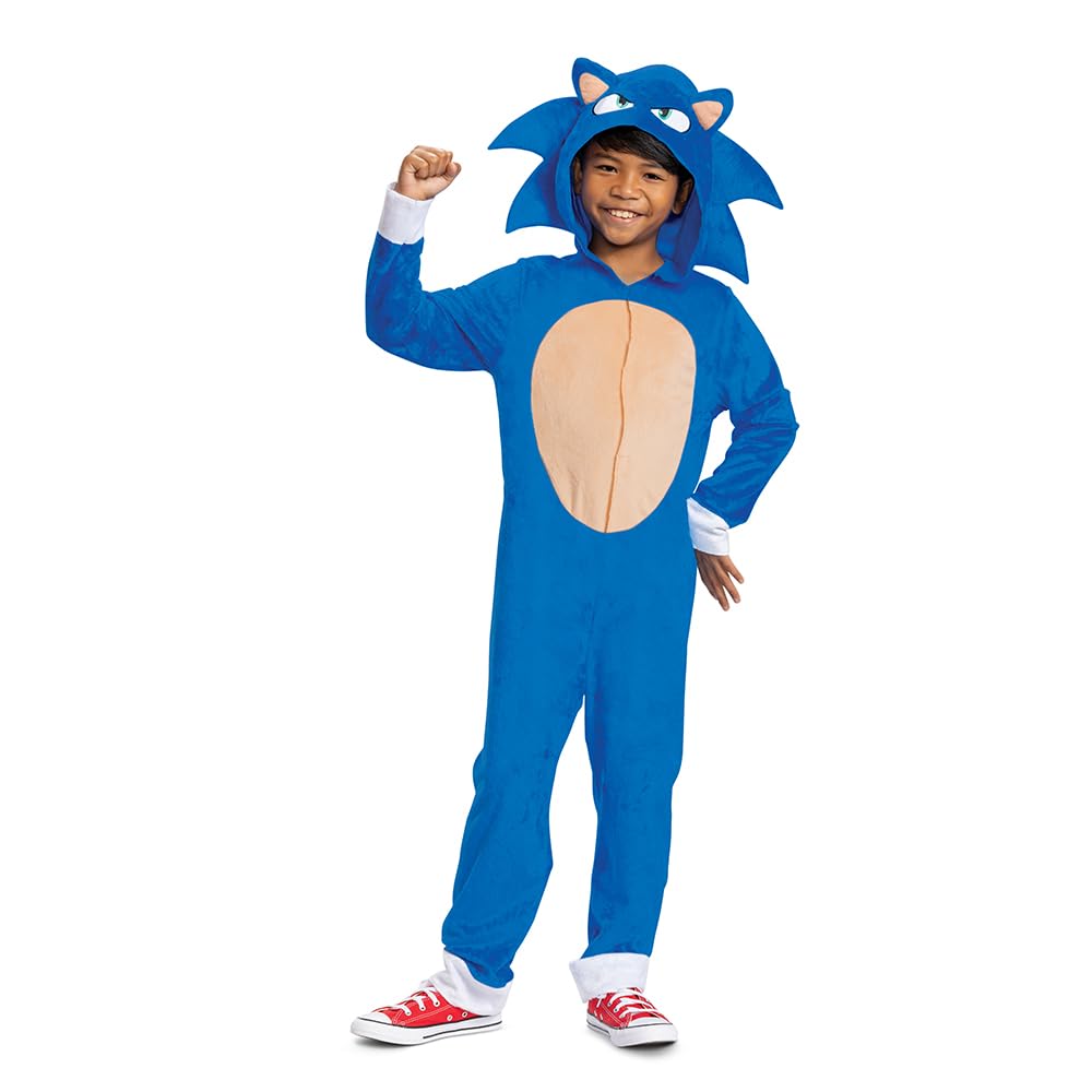 Disguise Sonic the Hedgehog Costume, Official Sonic Movie 2 Costume and Headpiece, Kids Size Medium (7-8)