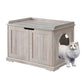 Unipaws Designer Cat Washroom Storage Bench, Litter Box Cover, Sturdy Wooden Structure, Spacious Storage, Easy Assembly, Fit Mos
