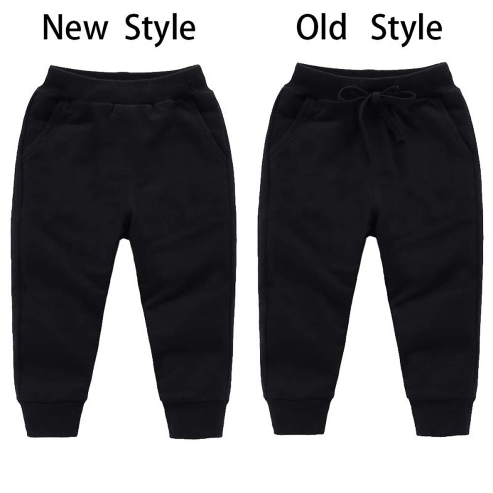 Haxico Unisex Kids Solid Cotton Drawstring Waist Winter Pants Toddler Baby Bottoms Active Sweatpants Black, 100(3T)
