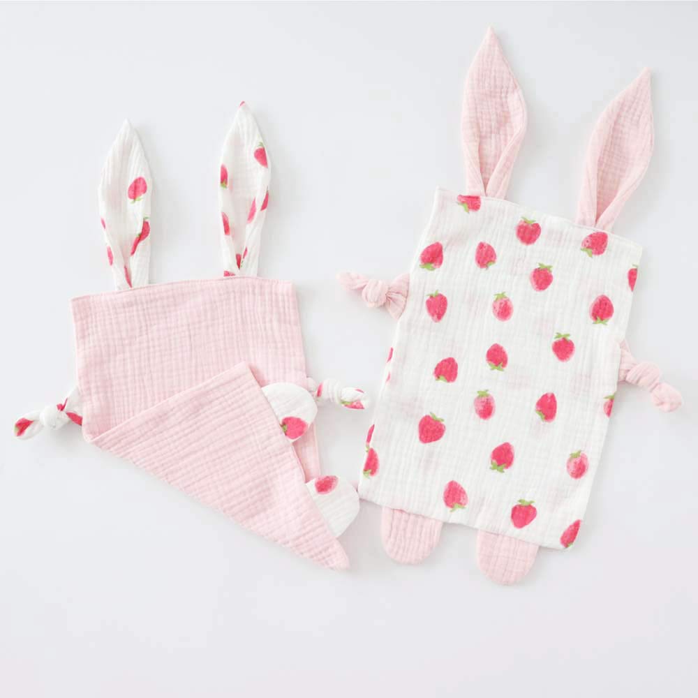 Bunny Security Blanket For Boys And Girls,Cotton Soft Breathable Muslin Soothing Towel Appeasing Toy For Infant,Newborn Gift,2 P