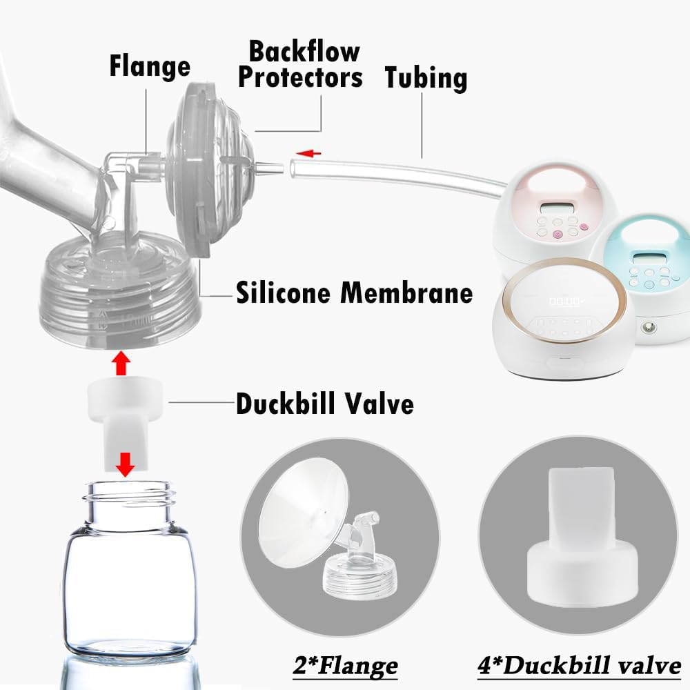 15Mm Flange And Duckbill Valve Compatible With Spectra S1 Spectra S2 Spectra9 Plus Synergy Gold Breast Pump, Spectra Pump Parts