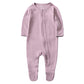 O2 Baby Baby Boys Girls Organic Cotton Zip Front Sleeper Pajamas, Footed Sleep  'N Play(6-12 Months, Mauve)