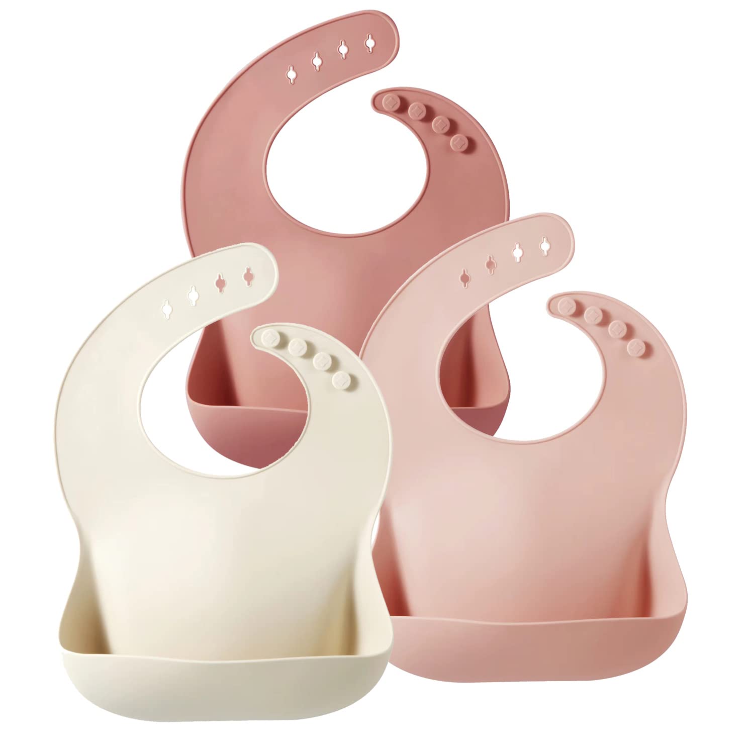 Pandaear Silicone Bibs For Babies Toddlers Girls| Adjustable Waterproof Bpa Free Soft Durable Bibs For Eating With Large Pocket