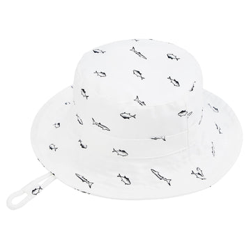Durio Baby Girl Sun Hat Sun Protection Hats Wide Brim , Summer Hat Beach Hat Toddler Hats For Girls Boys C White Fish 6-12 Month