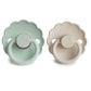 Frigg Daisy Natural Rubber Baby Pacifier | Made In Denmark | Bpa-Free (Seafoam/Cream, 6-18 Months) 2-Pack