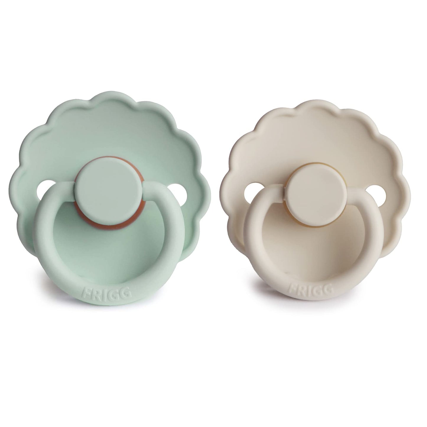 Frigg Daisy Natural Rubber Baby Pacifier | Made In Denmark | Bpa-Free (Seafoam/Cream, 6-18 Months) 2-Pack