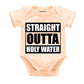 Knitroot Baptism Special, Straight Outta Holy Water, Onesies, Unisex Baby Kids Cotton Lycra Half Sleeve Peach Rompers, Sleepsuit