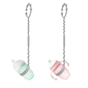 Ljowjva Keep Bottles And Sippy Cups Off The Floor With Sippy Cup Strap - Food Grade Silicone Bottle Bungee For High Chair, Strol