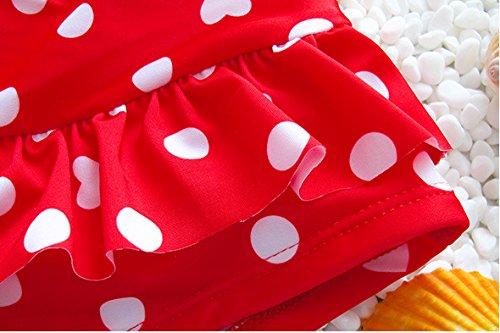 Baby Girl Cute Swimsuits Red 2 Pieces White Dot Skirt Swimwear Sets (Large, Red)
