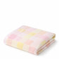 Hi mom Soft Muslin Baby Towel, Pastel Checkered Print, Pink and Yellow (50X 100)