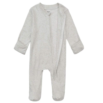Aablexema Baby Footed Pajamas With Mitten Cuffs - Unisex Newborn Infant 2 Ways Zipper Cotton Footie Pjs(Light Grey,0-3M)