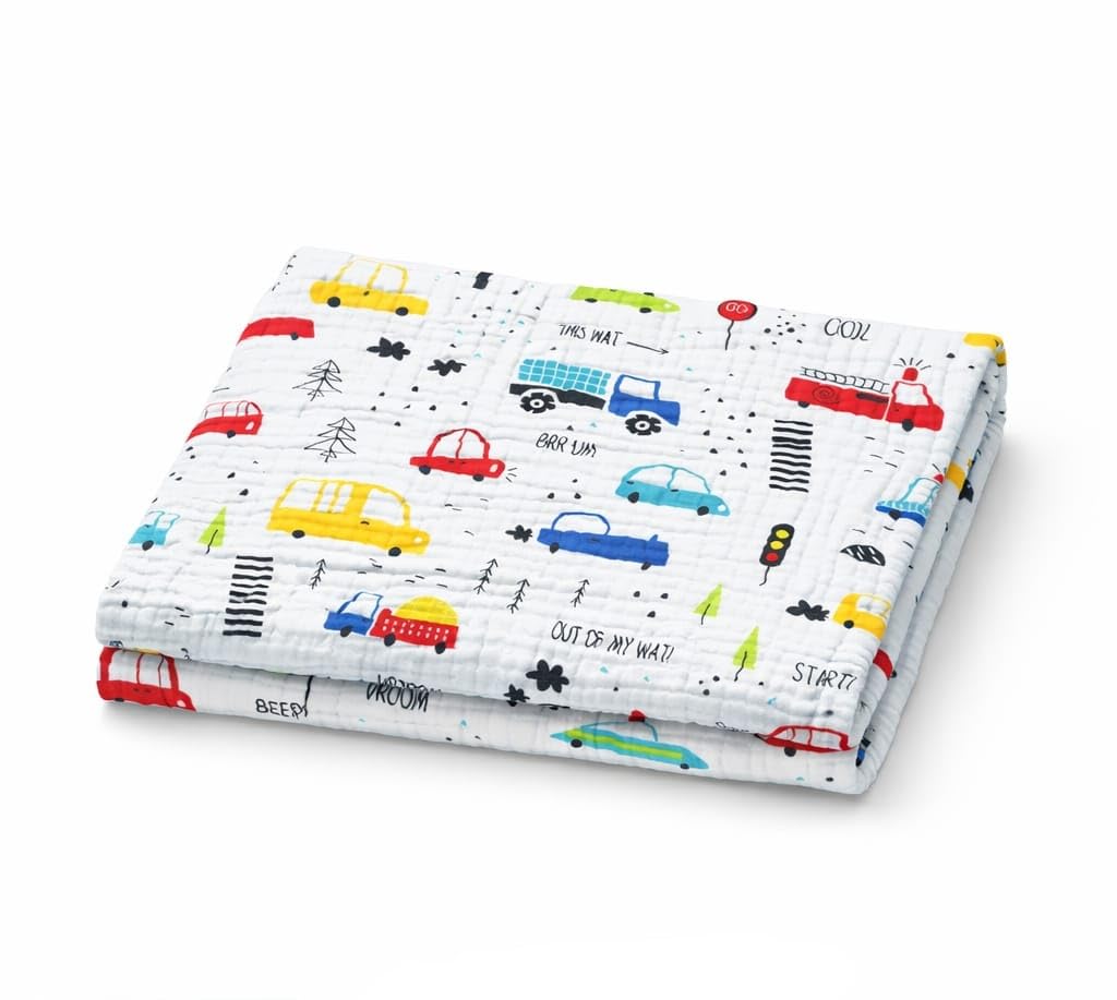 Hi mom Baby Towel, Newborn Hooded Bath Towel, Safe and SkinFriendly, Vehicle Theme Print