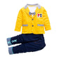 Bold N Elegant Solid Full Sleeve Jacket Coat Blazer With TShirt And Denim Blue Trouser Pant 3 Pc Party Suit Set (Yellow, 612 M