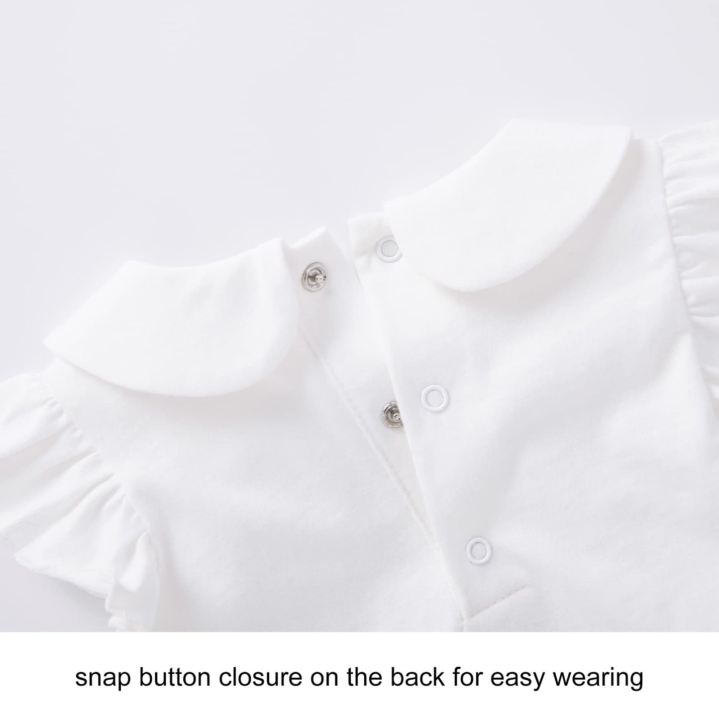 Pureborn Baby Girl Bodysuit Infant Girl 'S Short Ruffle Sleeve Romper Cotton One-Piece Summer Outfit 6-9 Months White