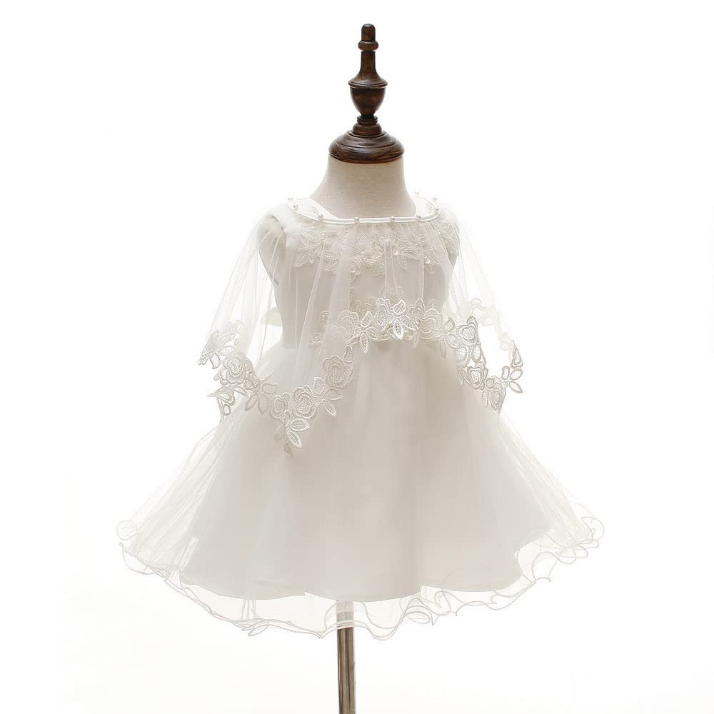 3Pcs Set Baby Girl Dress Christening Baptism Gowns Formal Dress (3 Months)