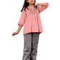 DMP FASHION Girls Classic Embroidery Work Aline Trendy Baby Pink Girls Top