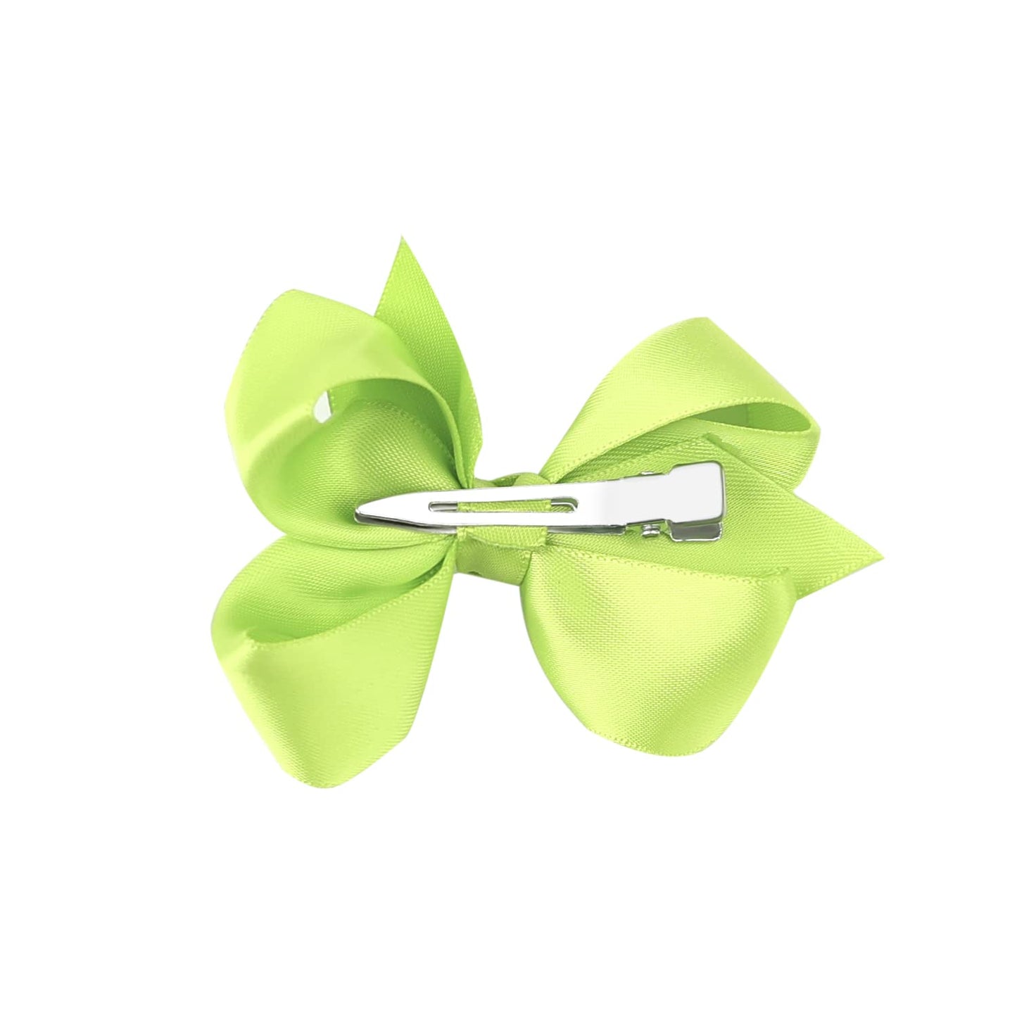 3 Inch Satin Bow For Little Girls - 2 Pcs (Neon Green)