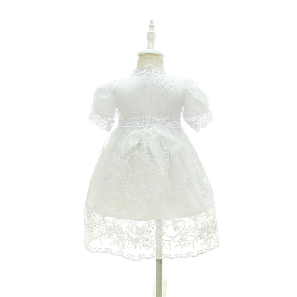 Coozy Baby Girl Christening Baptism Gowns Toddler Princess Wedding Special Occasion Dress 3Pcs Outfits (White, 12M/12-15Months)