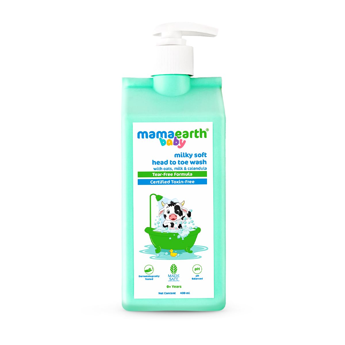 Mamaearth Milky Soft Head To Toe Wash With Oats, Milk, And Calendula For Babies | 2In1 TearFree Body Wash & Shampoo | Moistur