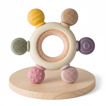 Novo Baby Baby Teether 06 Months  Soft Silicone & Wood Toy For Infants | BpaFree Teething Relief For 312 Month Age Group | 3