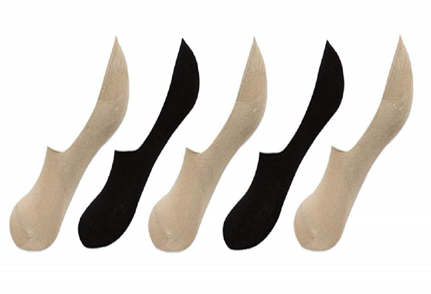 Pinkit No Show Socks For Girls/Women/Men/Boys | Loafer Socks With Anti Slip Silicon | Cotton Shoe Liner | Color Beige + Black (