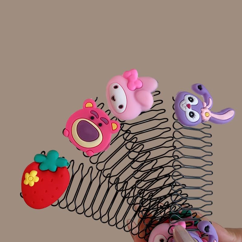 Wecroo Stretchable Invisible Hair Clips Creaseless Hair Clip,Zig Zag Headbands Girls Finishing Fixer Headbands Cute Cartoon Invi