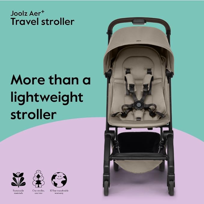 Joolz Aer+ Lightweight & Compact Travel Stroller - Portable One-Hand Fold Design - Ergonomic Seat For Infant & Toddler (Up To 50