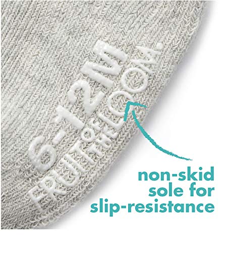 Fruit Of The Loom Baby 6-Pack All Weather Crew-Length Socks, Mesh & Thermal Stretch - Unisex, Girls, Boys (6-12 Months, Grey)