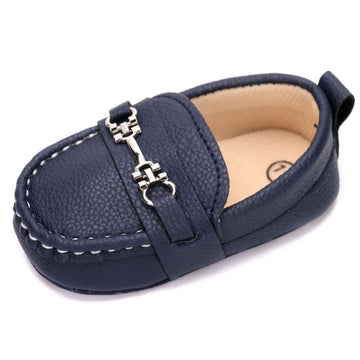 Lonsoen Infant Shoes Boys Loafers Baby Girls Crib Moccasins Classic Synthetic Leather Wedding Dress Shoes,Bay209 Deep Blue 0-6 M