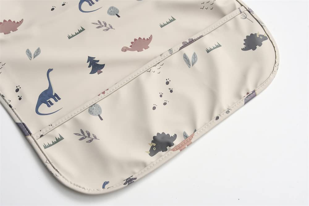 Gzmm Waterproof Baby Bibs,Infant Toddler Extra Cover Feeding Bib With Food Catcher,Easy Clean & Washable