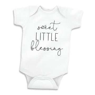 Bump And Beyond Designs Baby Girls Pregnancy Announcement For Grandparents Sweet Little Blessing Leotard White, 0-3 Months