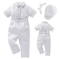 Booulfi Baptism Outfits For Boys Short Sleeve Baby Boys Clothes Summer Gentleman Suits With Dress Shirt Bowtie Suspender Pants H