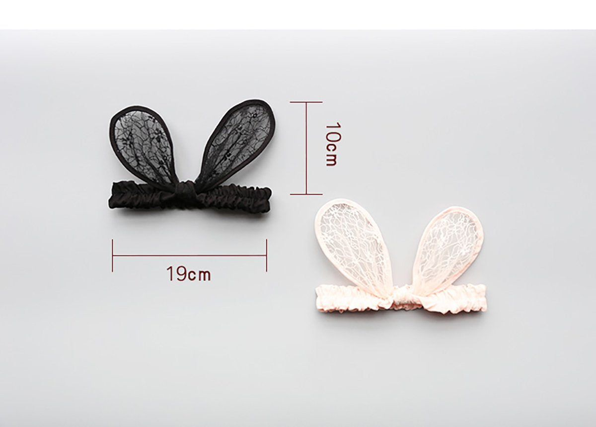 2-Pack Easter Bunny Headbands Rabbit Ears Lace Elastic Bow - Cute Stretch Hairbands For Baby Girls , Newborn,Toddler And Childre
