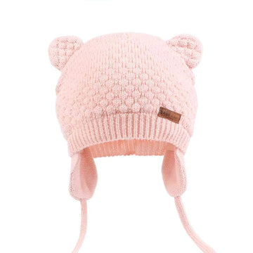 Duoyeree Toddler Girl Winter Hat Knit Bear Ears Beanie Earflap Cap, 12-18 Month