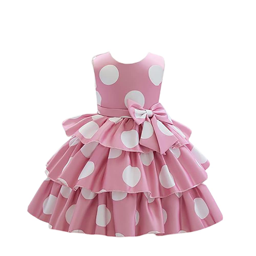 Niren Enterprise BabyGirls Satin Blend ALine KneeLength Pink Polka DOT Frock P5E0BMZDBC 12 Months24 Months