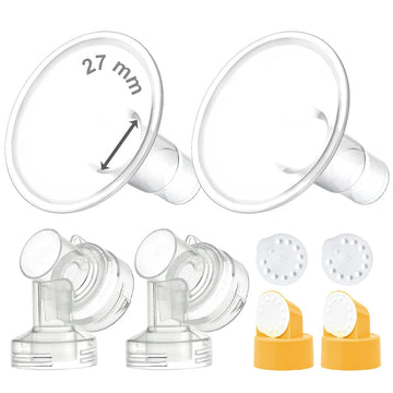 Maymom Myfit Flange Set, Two-Piece Breast Shield (27Mm Large) Connector Valve Membrane Compatible With Medela Breast Pumps (Pump
