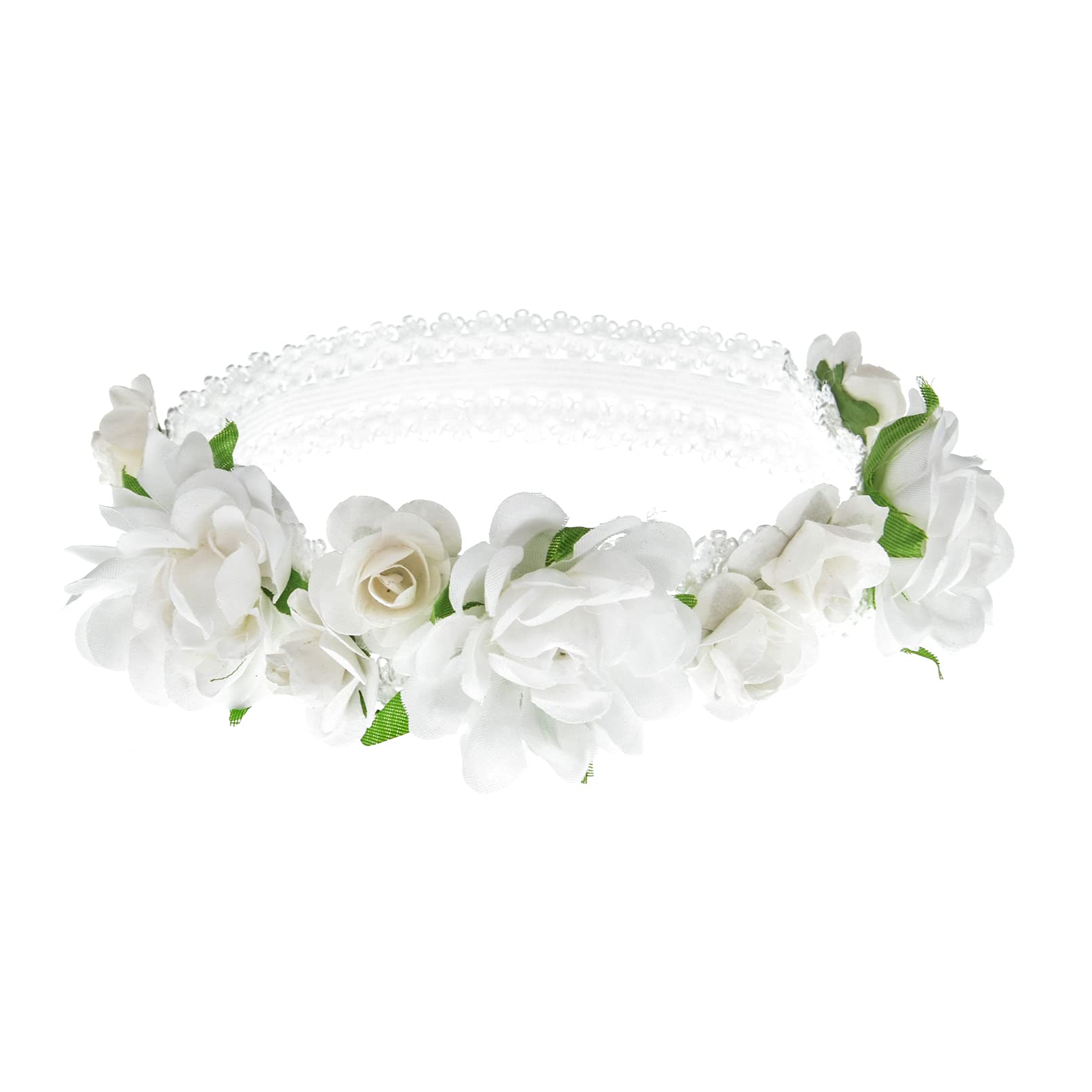 Love Sweety Baby Girls Flower Headband Rose Floral Headpiece For Birthday Festival Photo Prop (White)