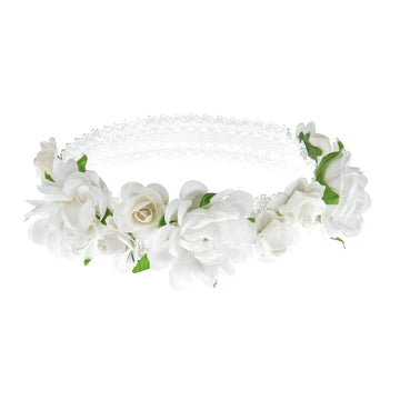 Love Sweety Baby Girls Flower Headband Rose Floral Headpiece For Birthday Festival Photo Prop (White)