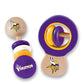 Baby Fanatic NFL Minnesota Vikings Wood Rattle 2 Pack - Officially Licensed Baby Toy Set for Boys & Girls - BPA Free - Ages 3 Mo