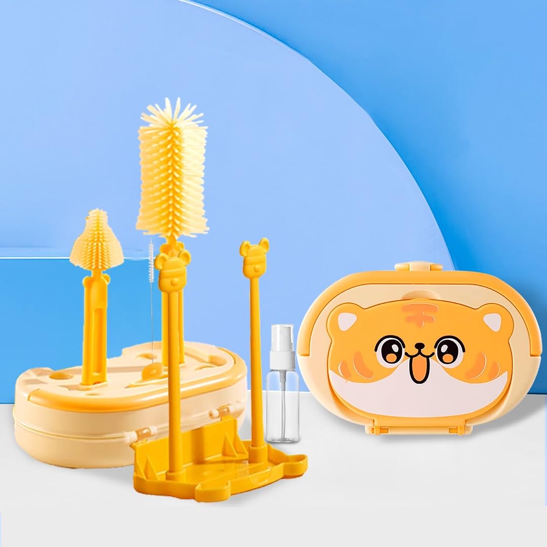 Tony Stark 6 In 1 Baby Bottle Cleaning Brush Set With Silicone Bottle Brush, Nipple Cleaner Brush, Straw Brush, Soap Dispenser,S