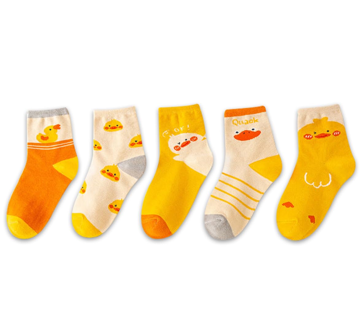 Syga 5 Pairs Baby Girl & Baby Boy Socks, Toddlers Infant Cotton Warm Stretch Crew Socks With Duck Design, Suitable For 9 Months 