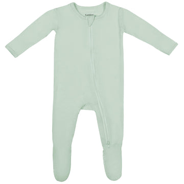 Soft Bamboo Viscose Footies, 2-Way Zipper, Unisex, 6-9 Months, Sage, 95% Viscose Made From Bamboo, 5% Spandex - Imported