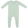 Soft Bamboo Viscose Footies, 2-Way Zipper, Unisex, 0-3 Months, Sage, 95% Viscose Made From Bamboo, 5% Spandex - Imported