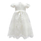 Glamulice Baby Girls Flower Christening Baptism Dress Formal Party Special Occasion Dresses For Toddler Light Ivory White 3-6 Ne